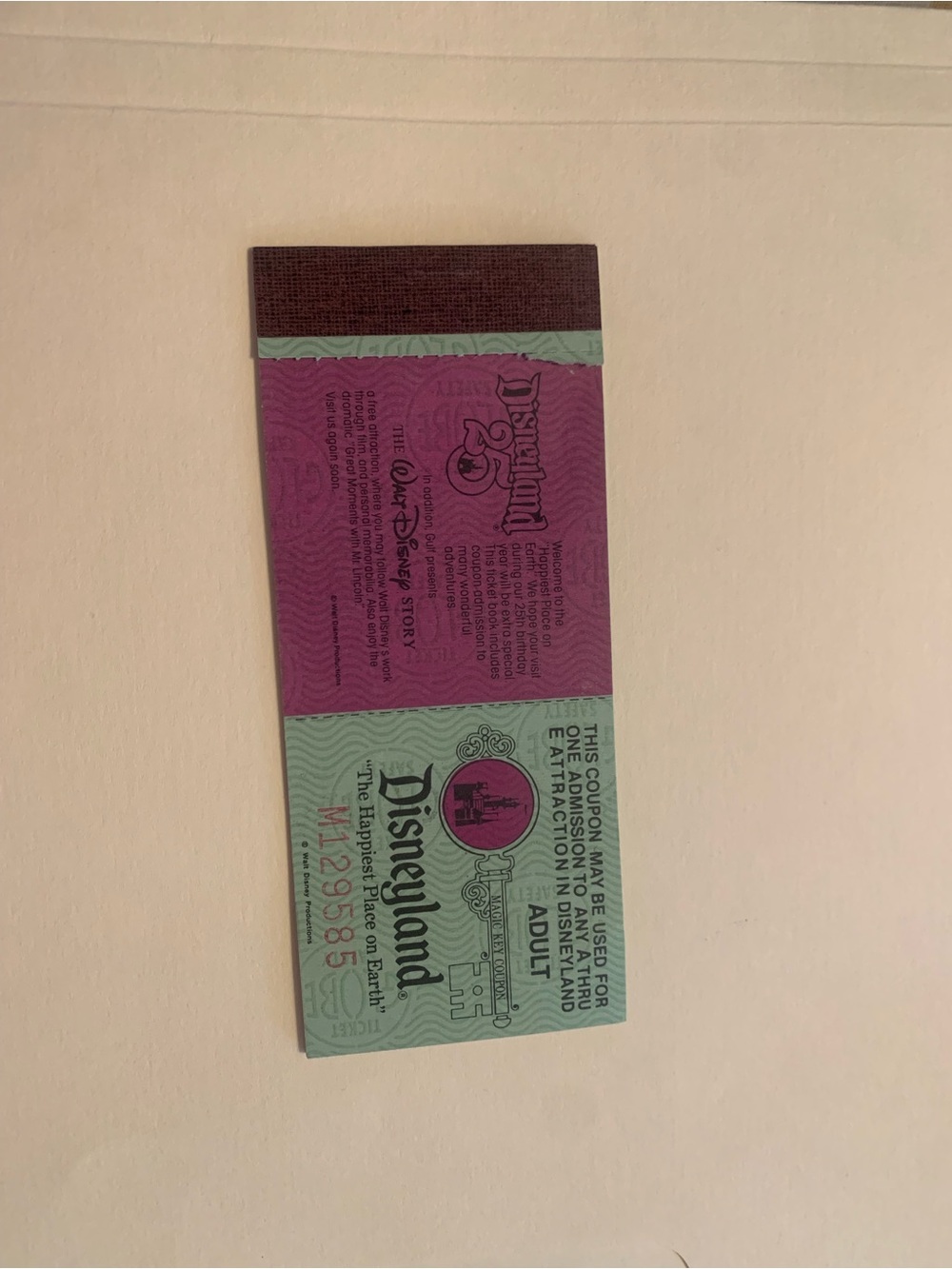 Disneyland’s 25th anniversary Adult Ticket book- Purple & Mint (#1)
